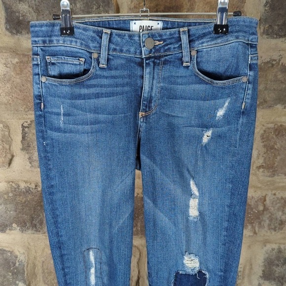 PAIGE Blue Jeans Verdugo Ultra Skinny Dazeley Destructive Denim Woman's Size 28 - Picture 2 of 13